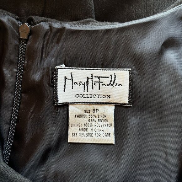 Vintage Mary McFadden Collection Black Ruffle Sleeveless Dress 8P - Picture 6 of 9